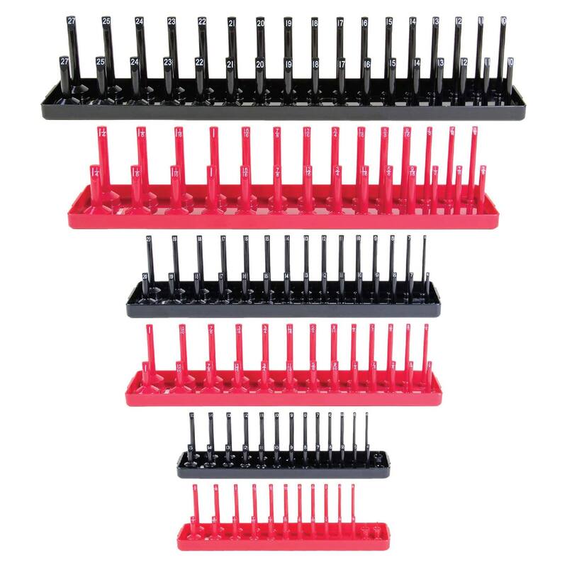 B&C Home Goods 6 Piece SAE & Metric Tray Socket Holder Toolbox Organizer Storage - 2.35
