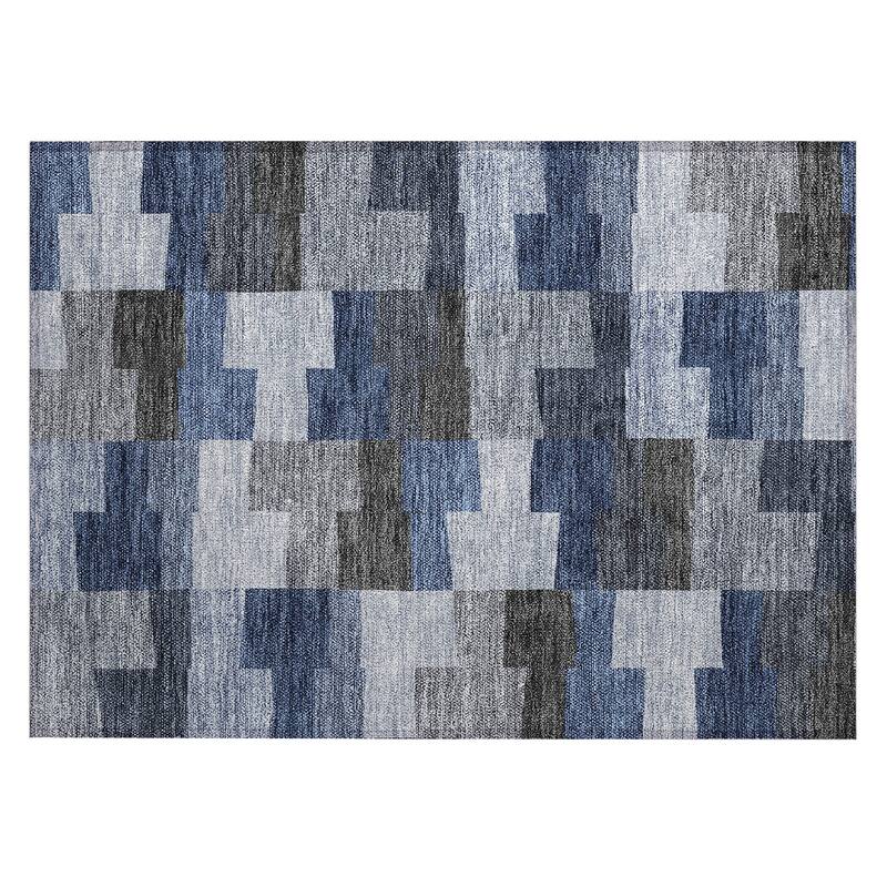 Machine Washable Indoor/ Outdoor Chantille Modern Blocks Rug
