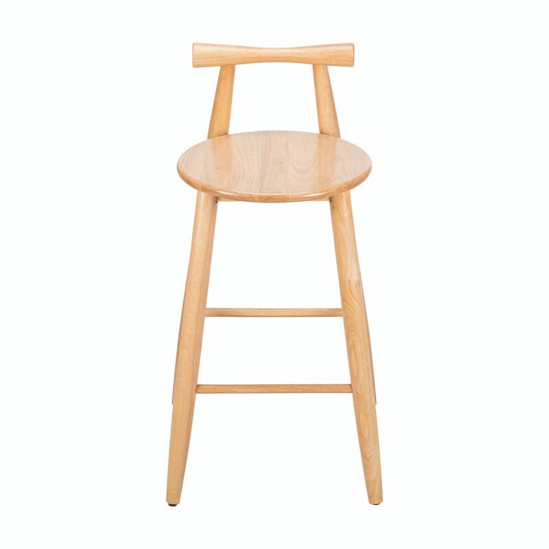 Set of 2 Indoor Rubberwood Barstools, Natural Finish