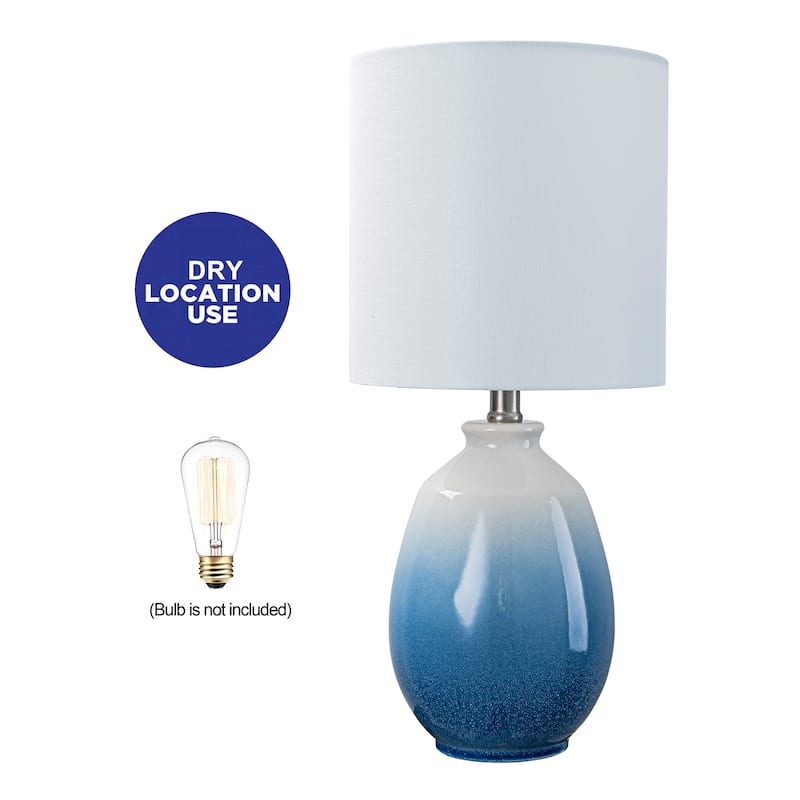 C Cattleya 19in Ceramic Table Lamp with Fabric Linen Shade