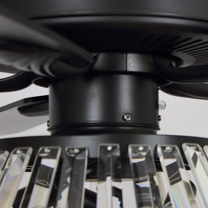 52" Modern Black Downrod Mount Crystal Ceiling Fan with Light and Remote Control - 52 in. D x 52 in. W x 21.6 in. H