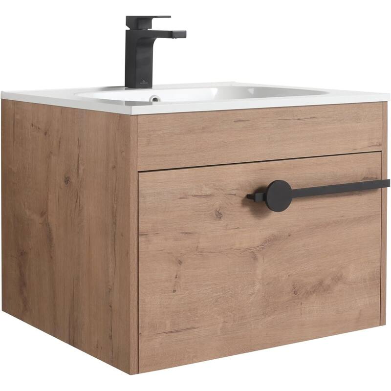 Blossom All-Wood Floating Bathroom Vanity with SMC Sink, Wall Mounted