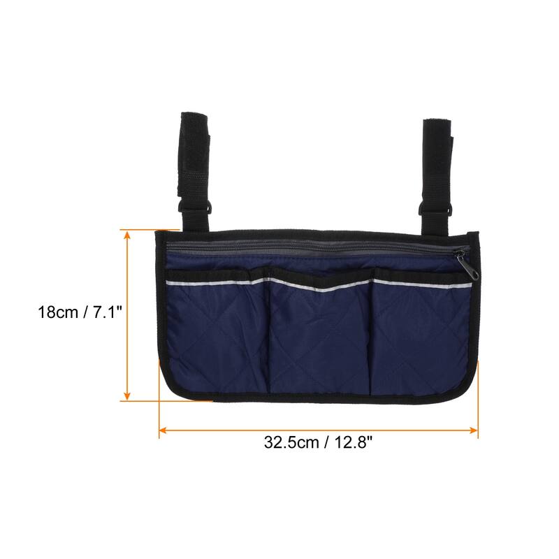 Chair Armrest Organizer, 4 Pockets Book Holder with Straps, Purple
