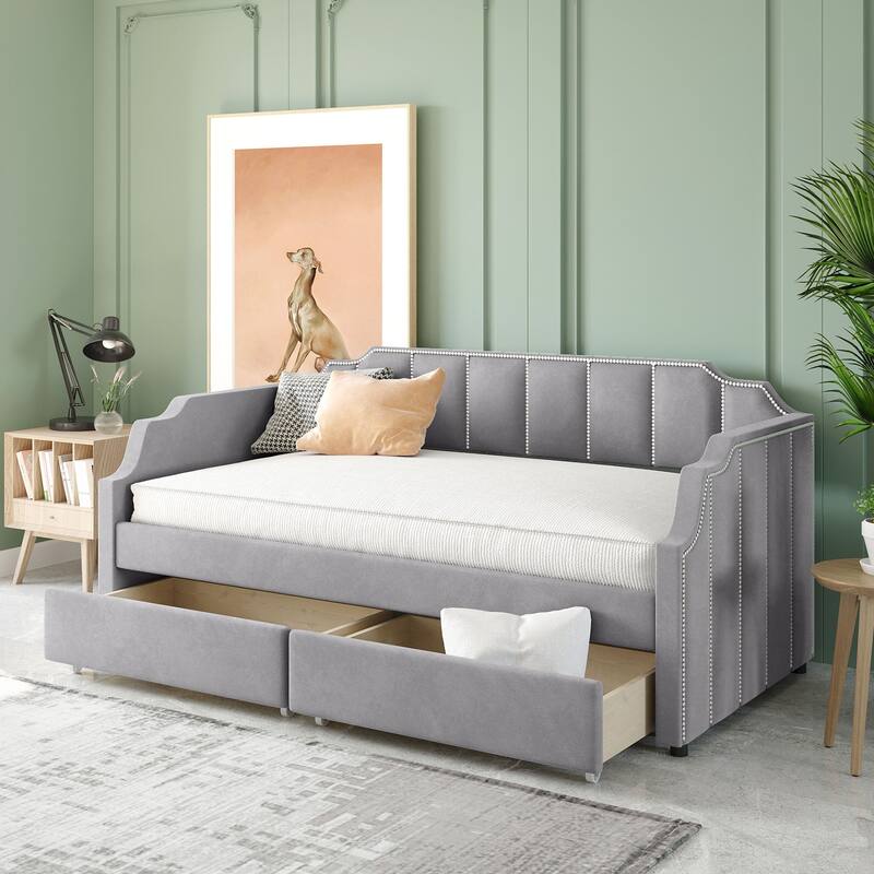 Twin Size Upholstered daybed with Drawers Bed Bath & Beyond 36256567