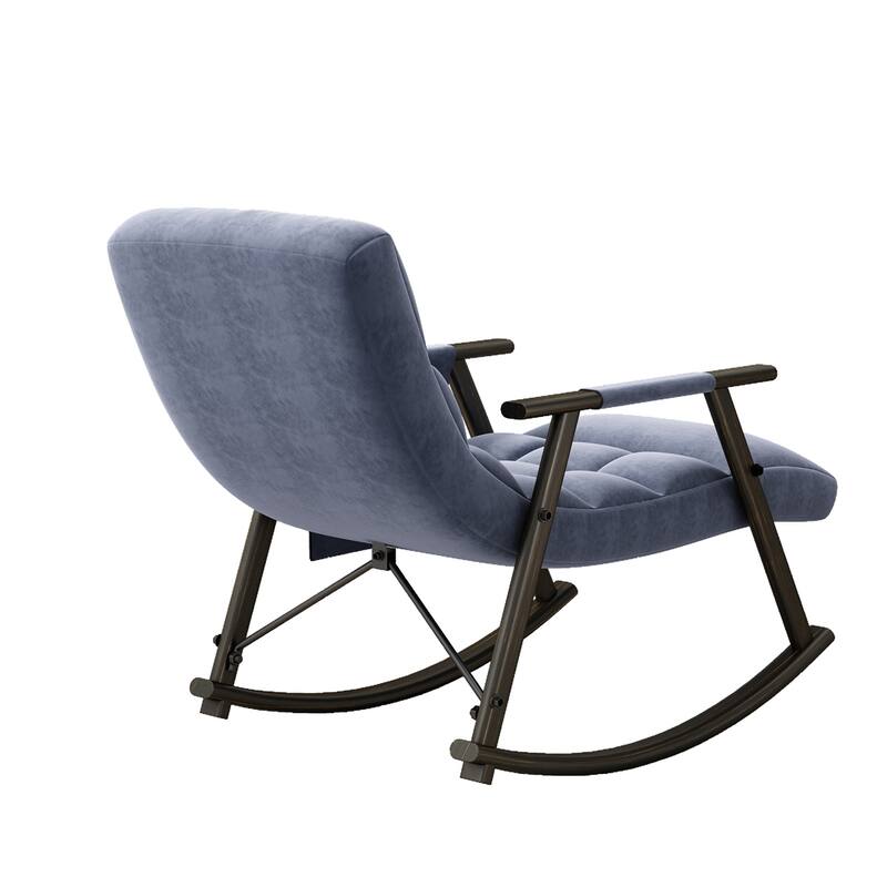 Upholstered Rocking Chair with Adjustable High Back, Side Pockets