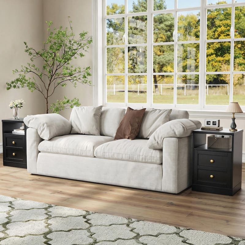 Modern Nightstand with Door & Open Shelf