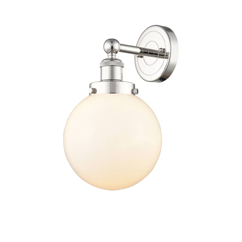 Innovations Lighting Large Beacon - 1 Light 7" Sconce. - Polished Nickel/Matte White