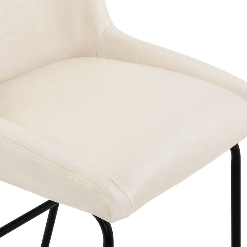 Counter Height Bar Stools with Metal Frame Upholstered Kitchen Island Stool in Faux Leather or Fabric