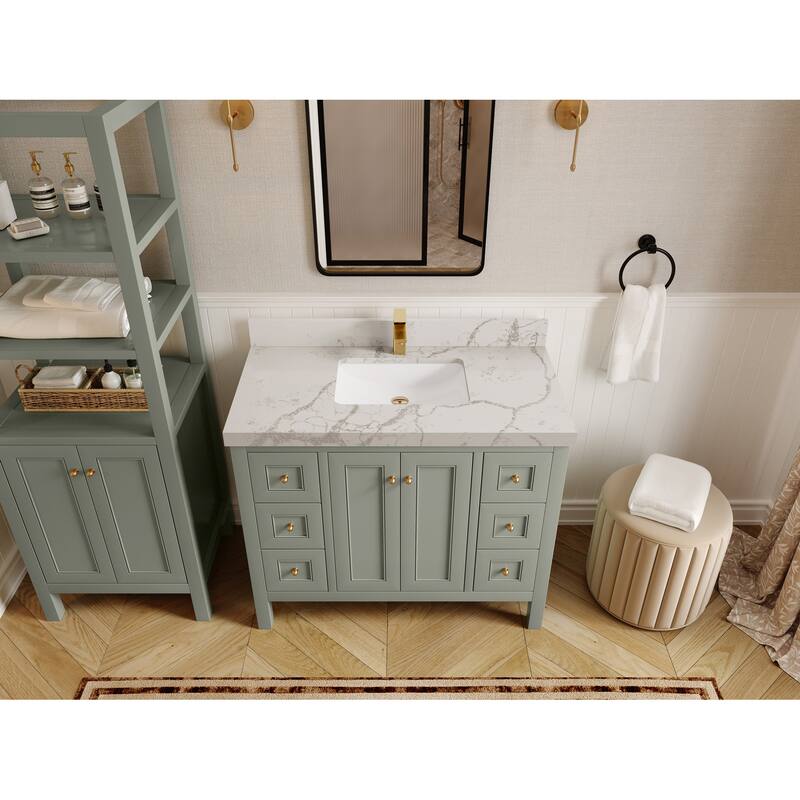 Willow Collections 42 in. W x 22 in. D Nashville Single Sink Bathroom Vanity with Countertop - 2”Venatino - Ivory