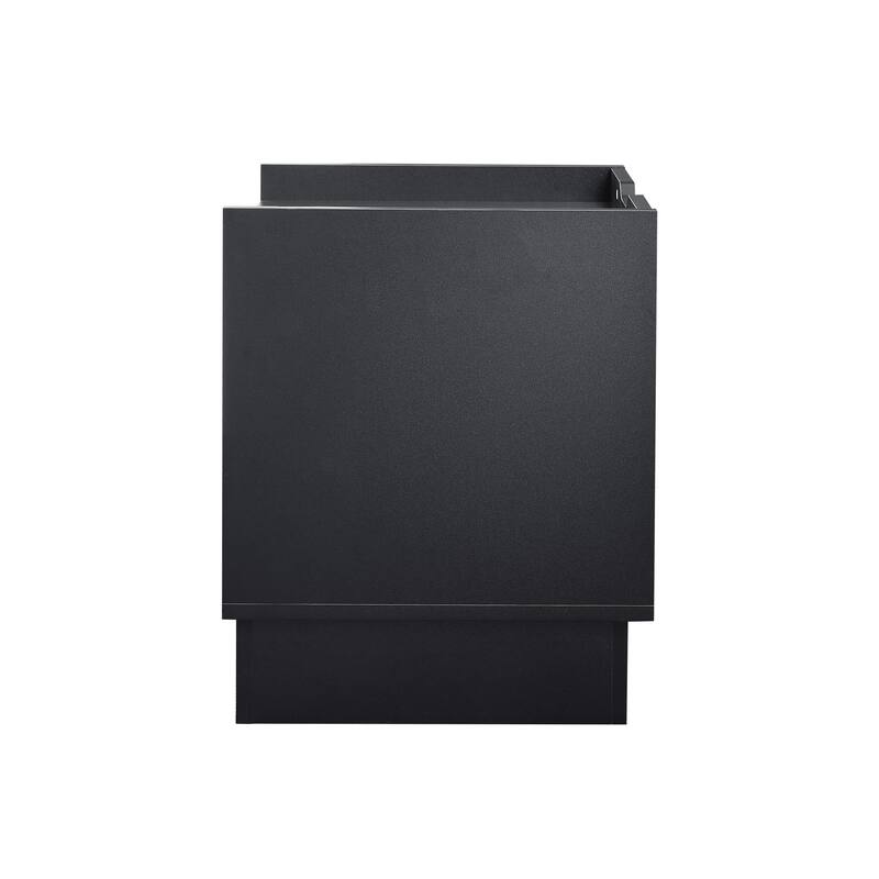 Mid-Century Modern 2-Drawer Nightstand with Charging Station & LED Lights - Bedside/End Table (Black)