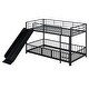 preview thumbnail 8 of 18, Unique Metal Twin over Twin Size Bunk Bed with Slide and Guardrails,Kids Bed Design