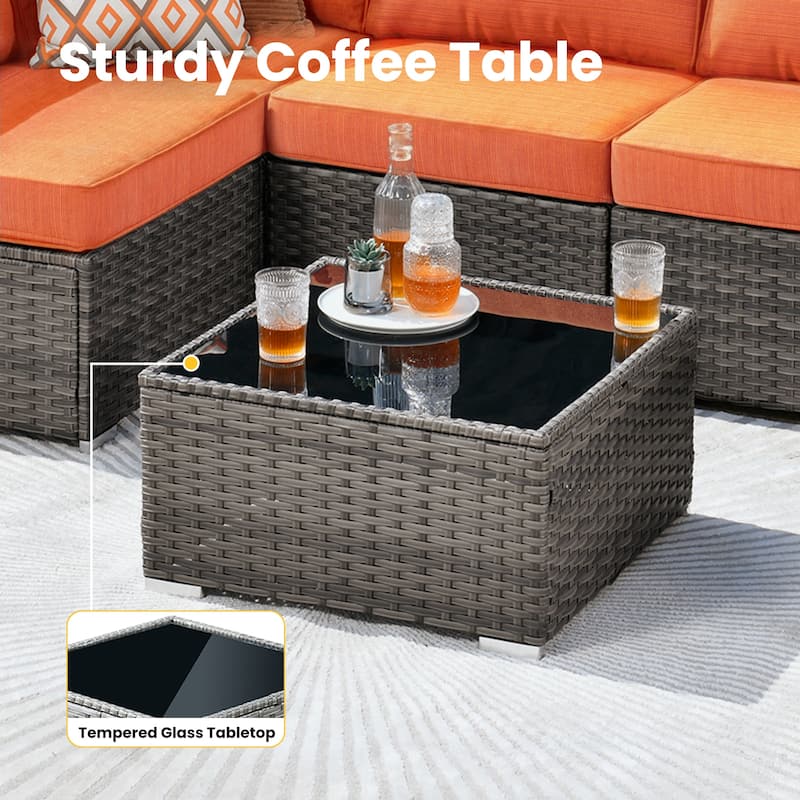 XIZZI 8-Piece Patio Wicker Furniture Set with Swivel Chair