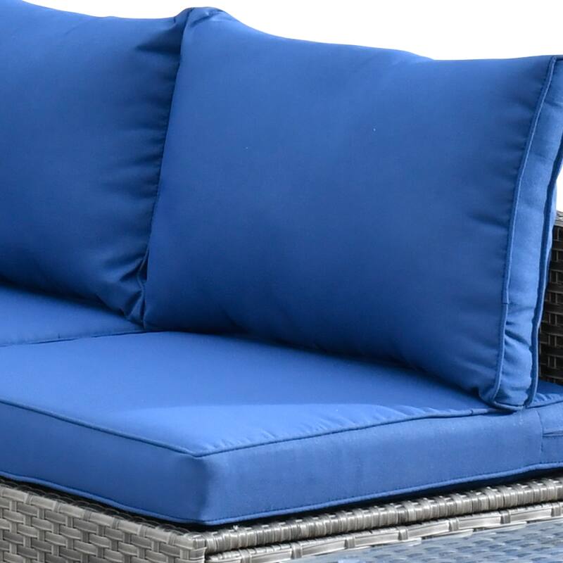 HOOOWOOO 8-piece Wicker Outdoor Patio Furniture Sofa Set Fire Pit Set