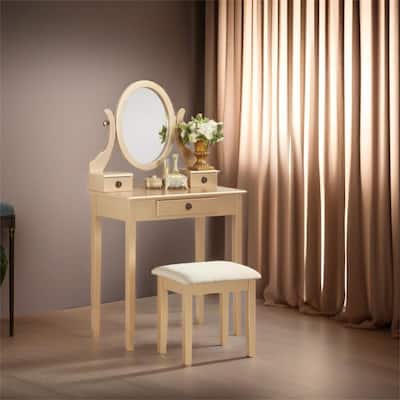 Makeup Vanity Table and Stool Set