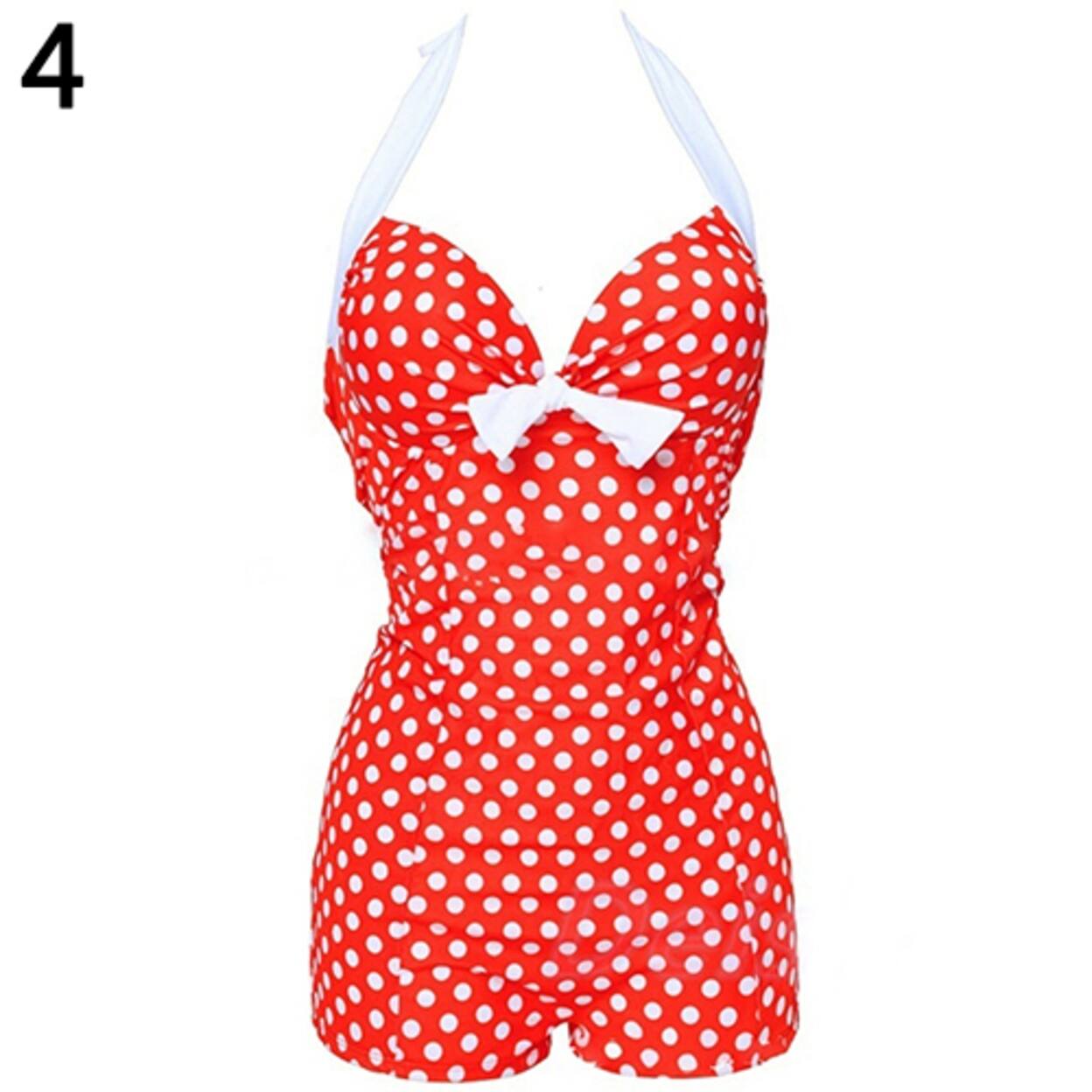Women One Piece Bathing Suit Dotted Beachwear Push Up Monokini Swimsuit Swimwear Overstock