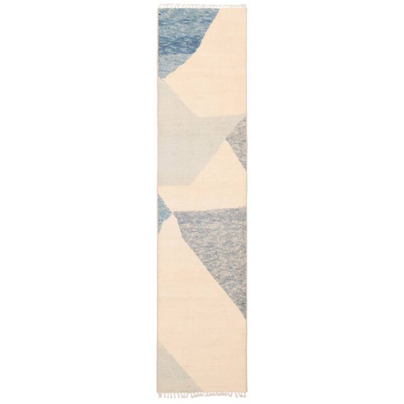 ECARPETGALLERY Hand-knotted Pak Finest Marrakesh Cream Wool Rug - 2'8 x 11'9 - Cream - 2'8 x 11'9
