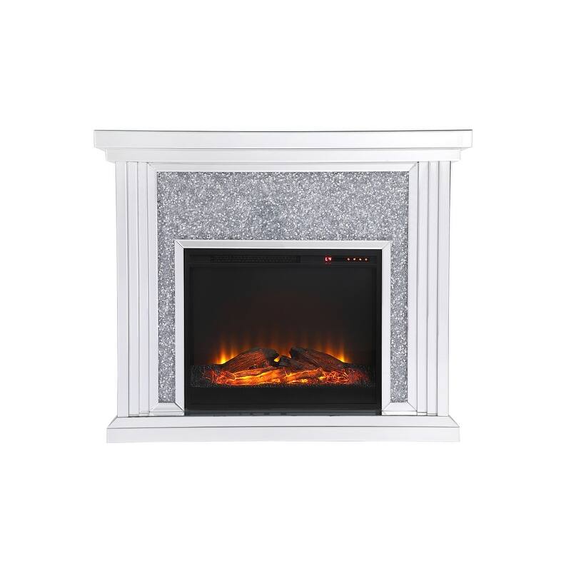 47.5 in. Crystal Mirrored Fireplace Mantle - Wood Log Insert
