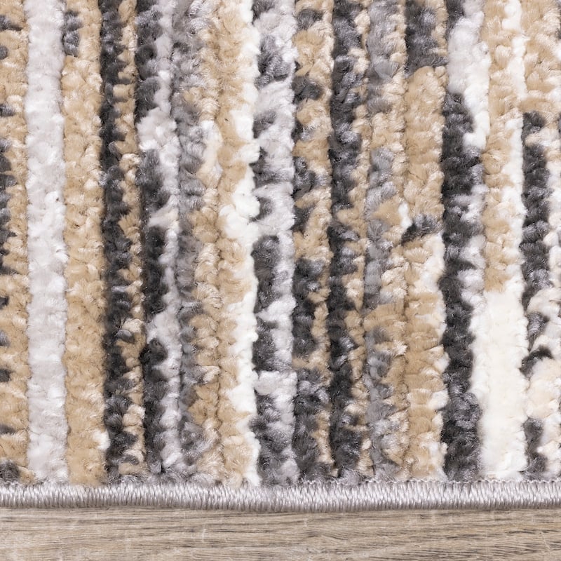 Cali Collection - Grey/Beige/White Banded Rug
