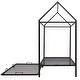 preview thumbnail 7 of 7, Black Metal House Bed with Trundle for Kids