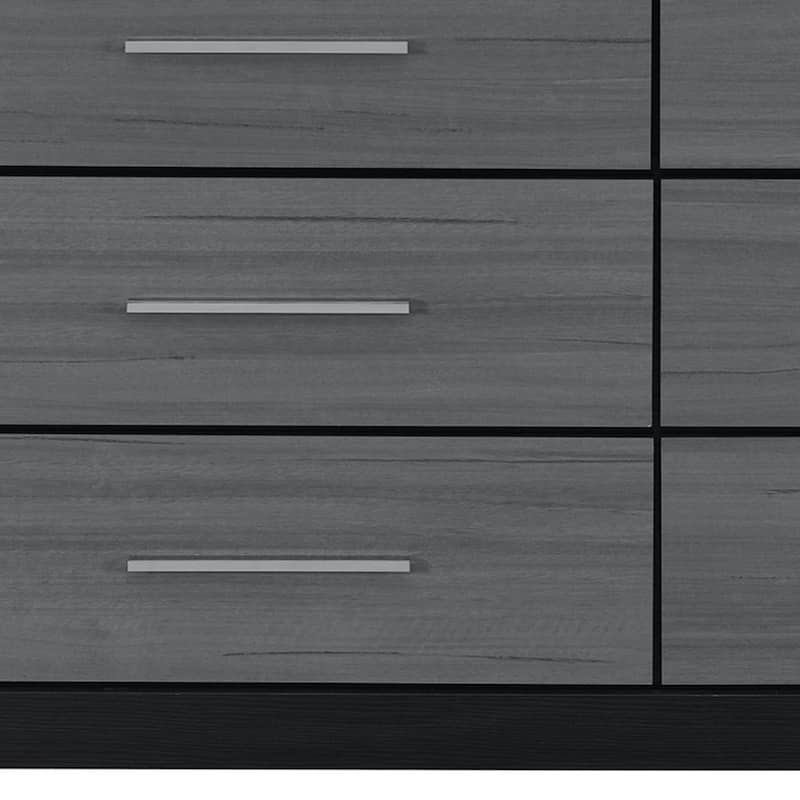 HomeRoots 63" Black And Gray Wood Six Drawer Double Dresser