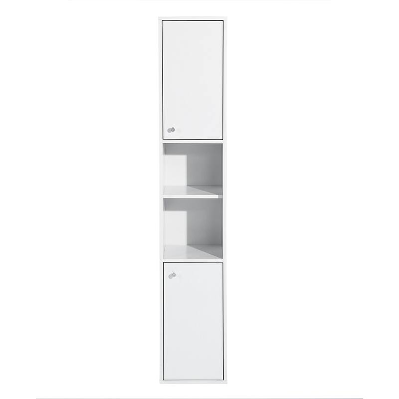 HomyLin White MDF Wood 63-Inch Tall Linen Tower Bathroom Cabinet Narrow Storage Organizer with 6-Shelve