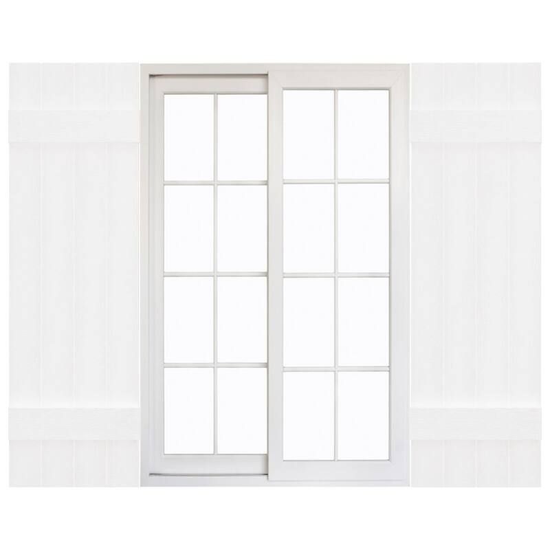 Mid-America Vinyl, Standard Size Four Board Joined Shutters - 14"W x 39"H - 117 - Bright White