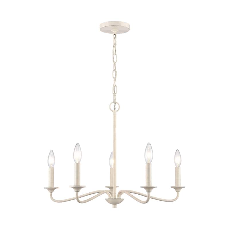 Quinn 24-inch Wide 5-Light Chandelier in Antique White - 23.75in W x 23.75in D x 16.75in H