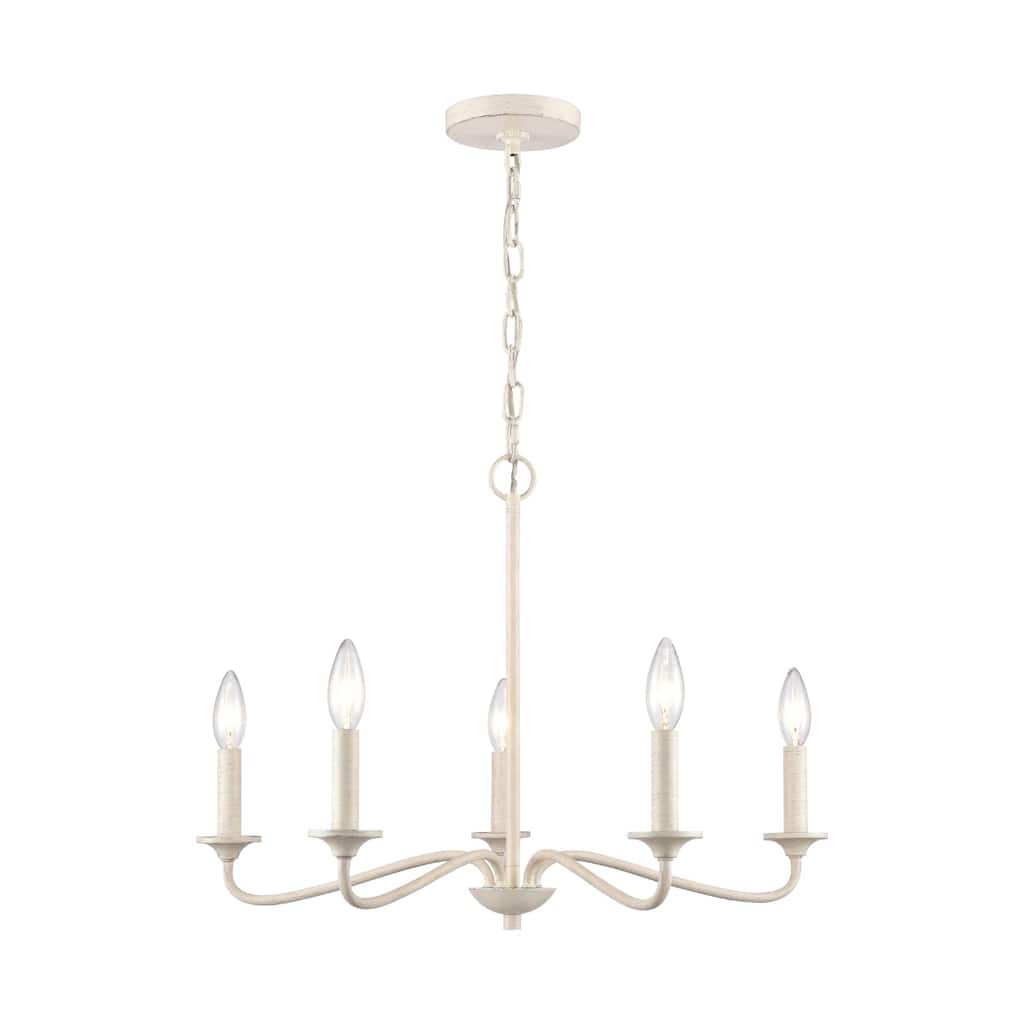 Quinn 24-inch Wide 5-Light Chandelier in Antique White