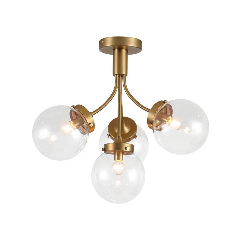 Modern 4-Light Glass Bubble Sputnik Semi Flush Ceiling Light