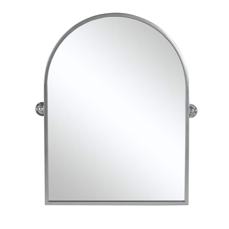 HomeRoots 36" Silver Metal Arch Tilting Framed Accent Mirror - 23.97 in. x 35.76 in. x 1.57 in.