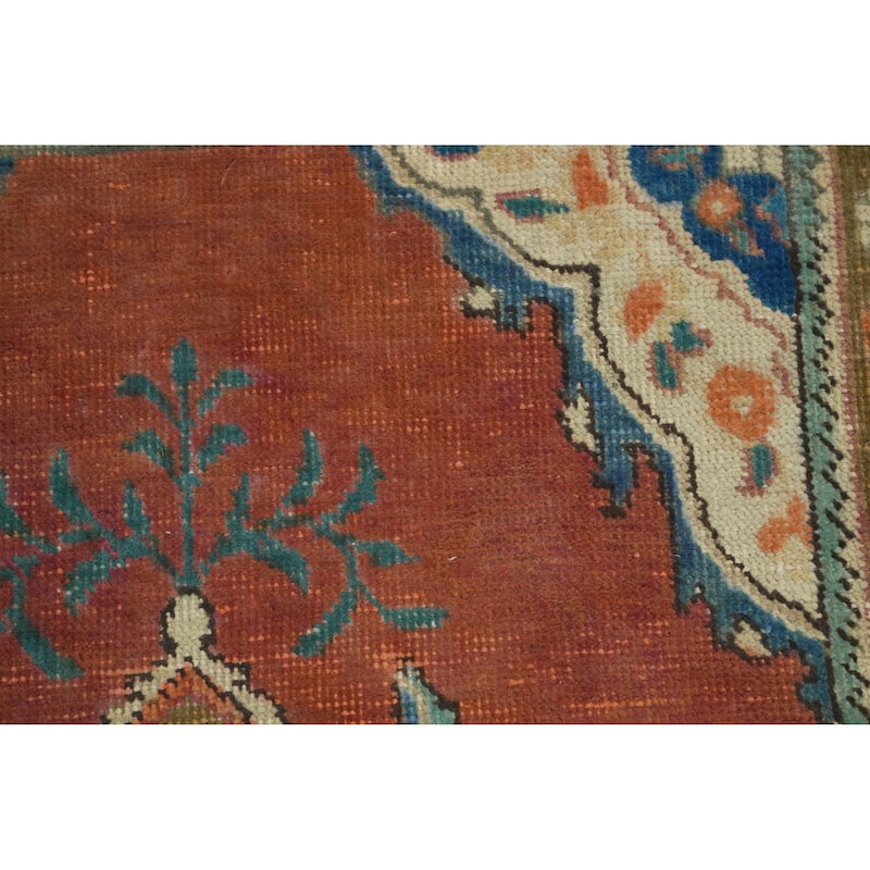 Hand Knotted Oriental 100% Wool Carpet Traditional Medallion Oranges & Rust Tabriz Area Rug - 4' 4'' X 2' 6''