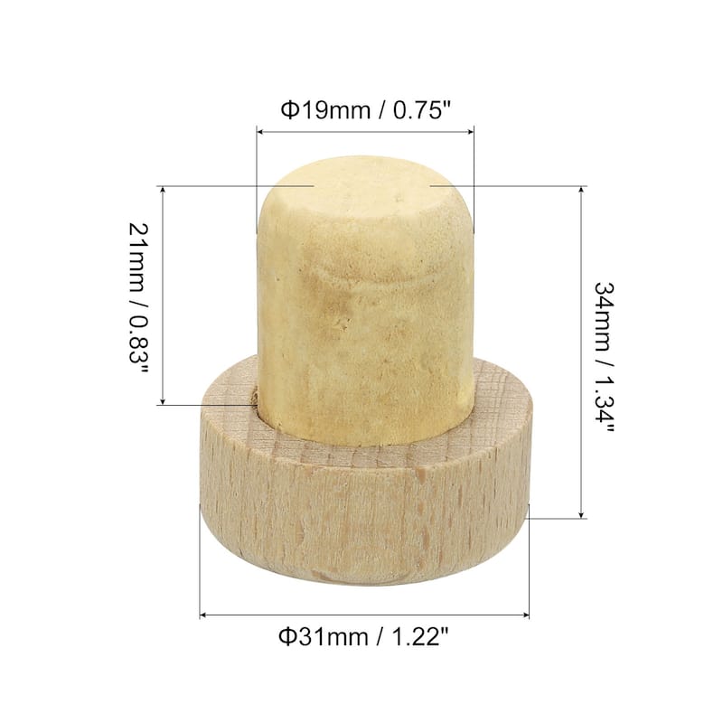 T-shaped Stoppers, 0.75" Cork Wine Stopper Wine Bottle Corks - Wood Color - 16 Pcs 19*21mm