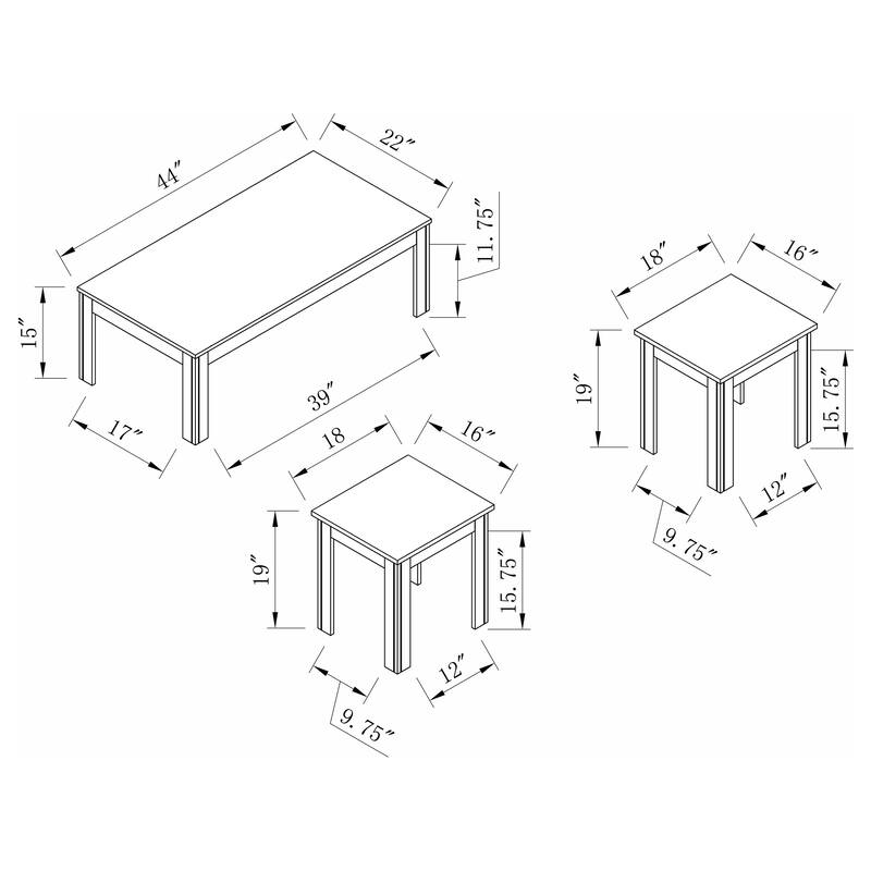 Elias 3-piece Engineered Wood Coffee Table Set