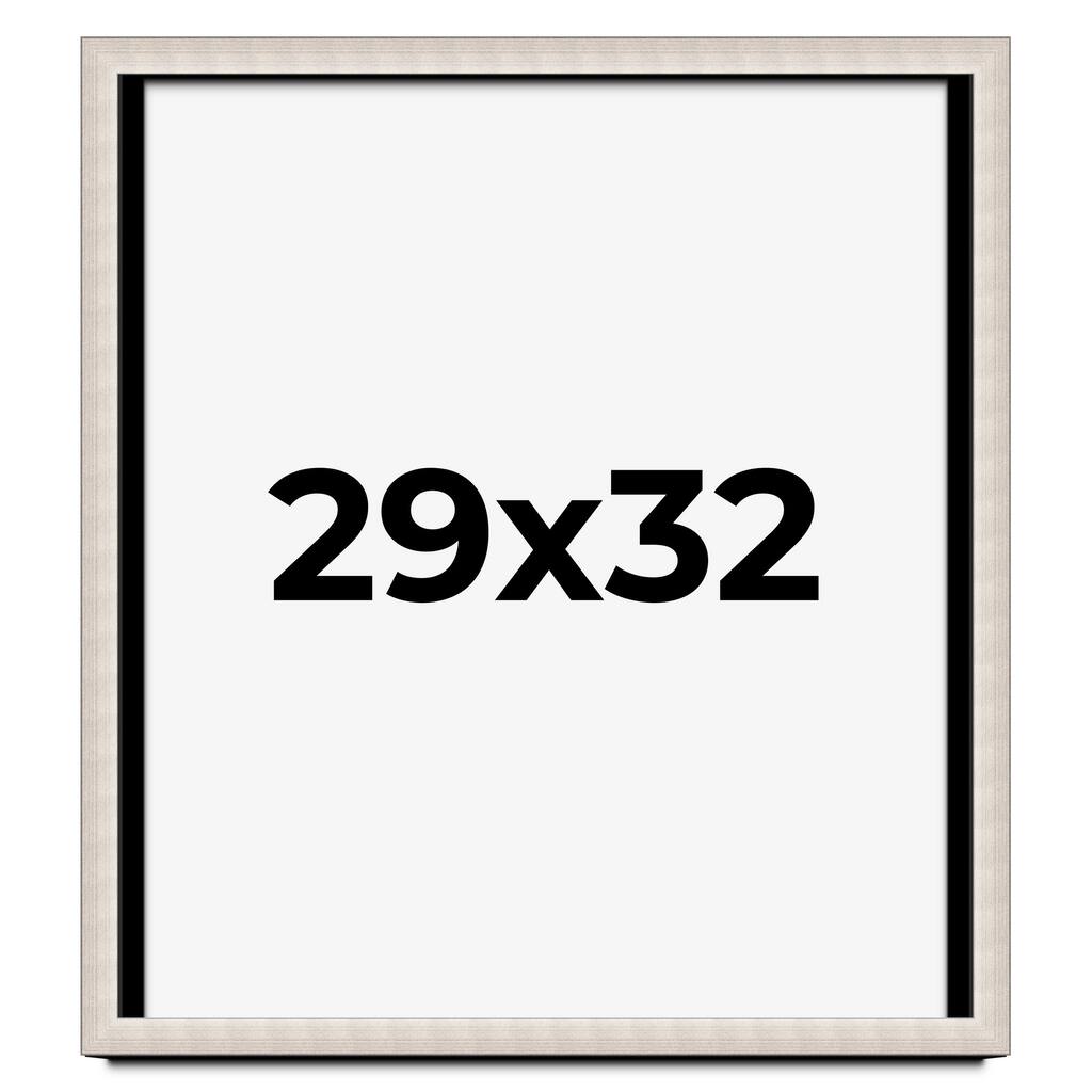 29x32 Shadow Box Frame Silver Real Wood Contemporary Shadowbox Display Frame UV Acrylic Front Acid Free Backing and Hardware