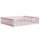 preview thumbnail 26 of 69, Queen Size Floor Bed with Fence, Door, Rubber Wood Frame & Safety Guardrails