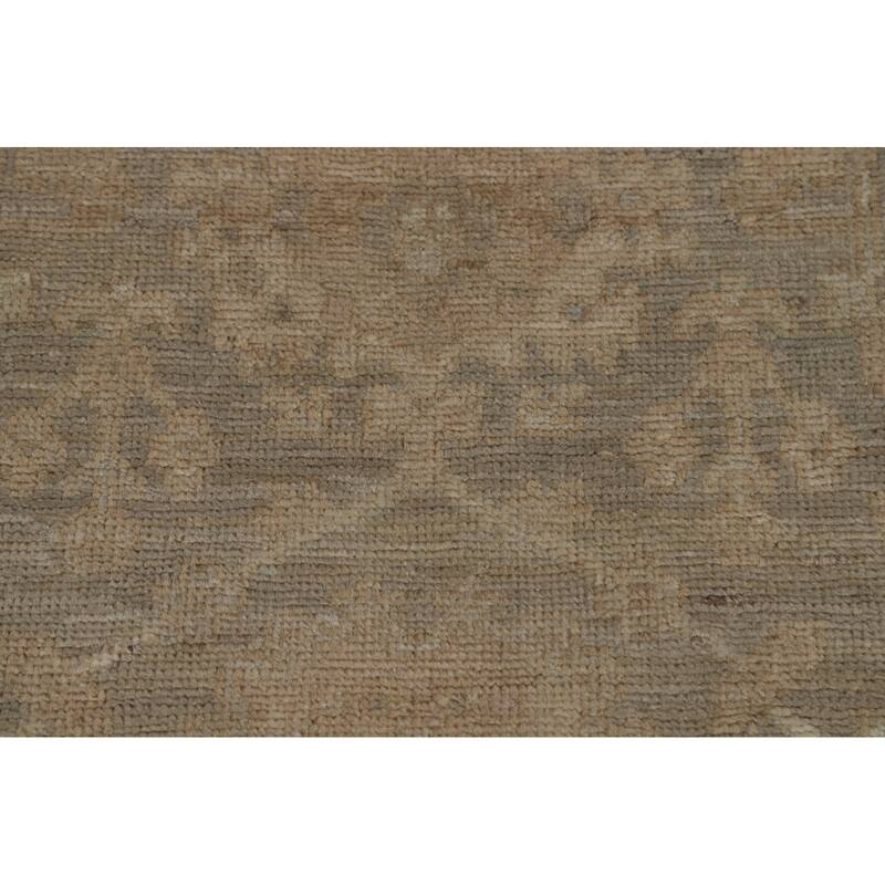 Grey Vegetable Dye Oushak Turkish Runner Rug Handmade Wool Carpet - 2'10" x 9'8"