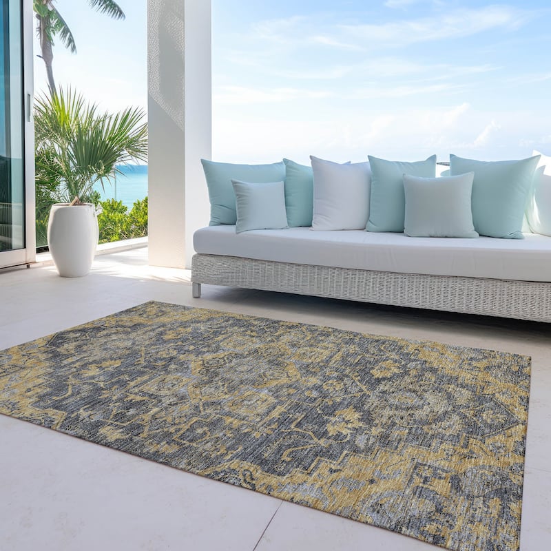 Machine Washable Indoor/ Outdoor Chantille Traditional Boho Rug - Gray - 2'6" x 3'10"