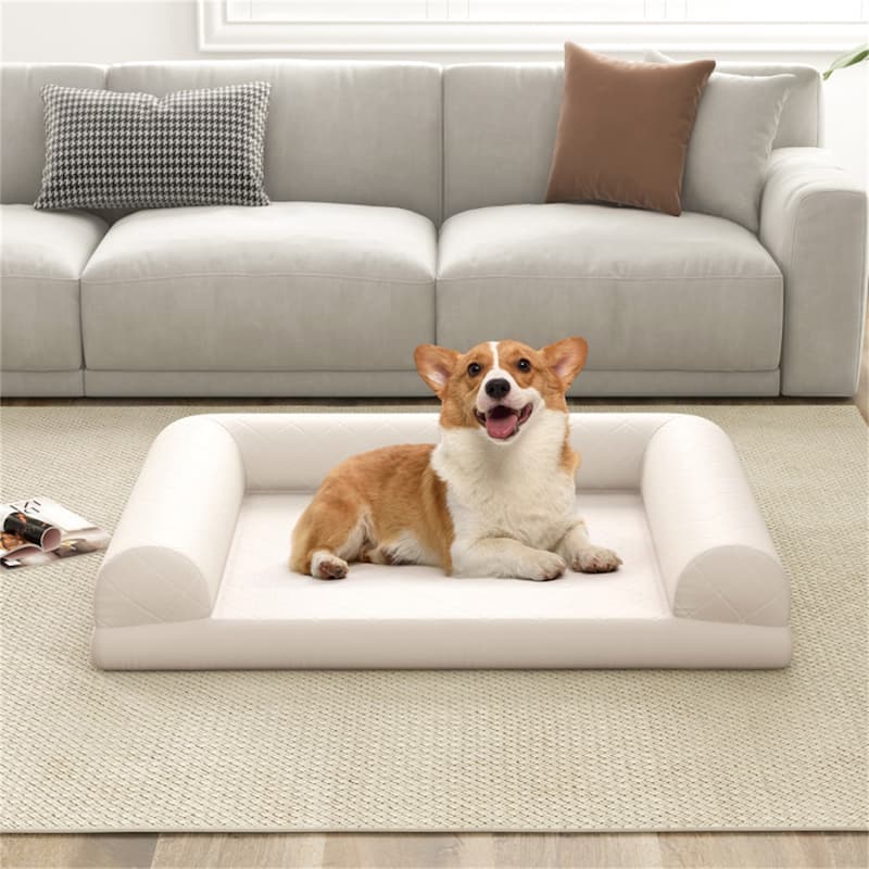 36-Inch Orthopedic Dog Bed with Egg-Crate Foam, 3-Sided Bolster, Removable Washable Cover - 36" x 27" x 7"