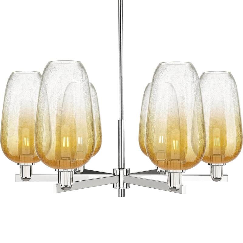 Innovations Lighting 716-6CR-17-24 Brookhaven Flute Chandelier - Polished Nickel / Amber