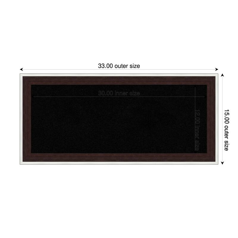 Maya Espresso Silver Framed Cork Board - Bulletin Board, Organization Board, Pin Board - Black - 33 x 15 in