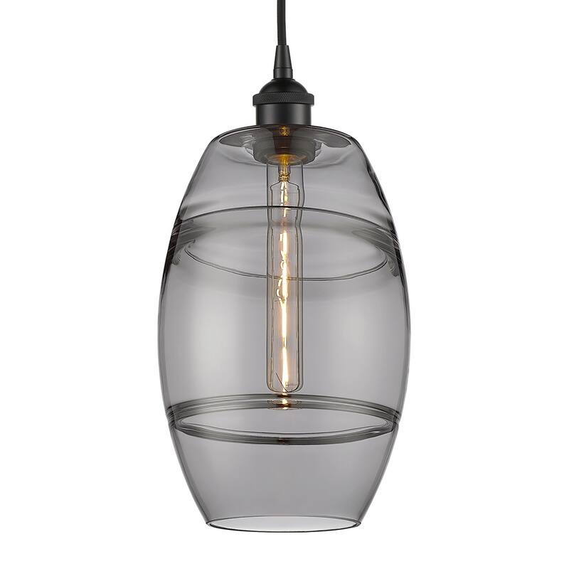 Innovations Lighting 616-1P 10 8 Vaz Pendant Vaz 8" Wide Cord-Hung - Matte Black / Light Smoke