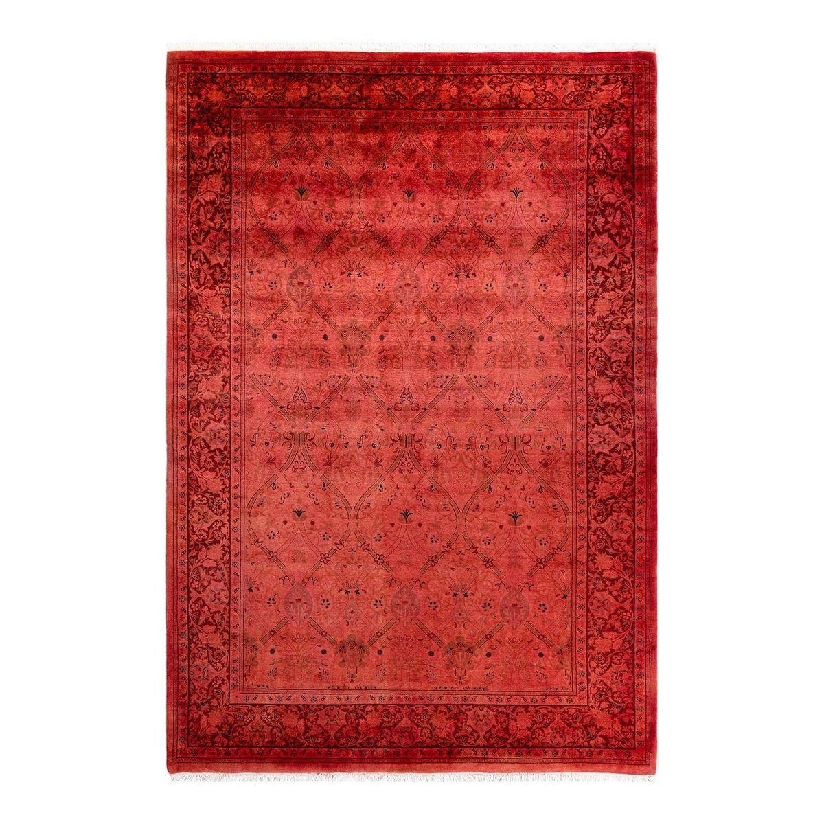 Fine Vibrance, One-of-a-Kind Hand-Knotted Area Rug - Red, 6' 1" x 9' 0" - 6' 1" x 9' 0"