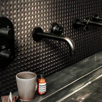 Smart Tiles Self Adhesive Wall Tiles - Minimo Nero - 4 Sheets of 11.55'' x 9.64'' Kitchen and Bathroom Stick on Tiles