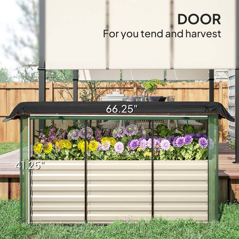 Galvanized Steel Raised Garden Bed with Crop Cage and Shade