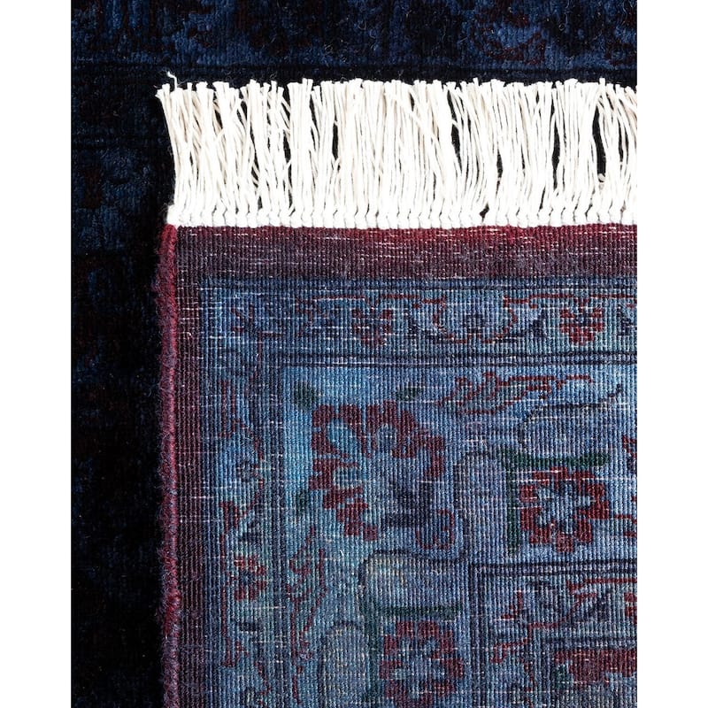 Overton Hand Knotted Wool Vintage Inspired Modern Contemporary Overdyed Purple Runner Rug - 2' 4" x 11' 10"