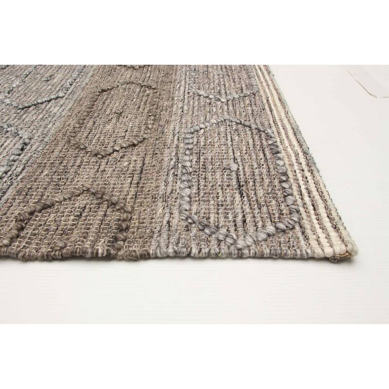 ECARPETGALLERY Braid weave Sienna Grey Wool Rug - 5'0 x 7'9