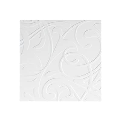 FASÄDE Damask 4-foot x 8-foot PVC Wall Panel in Gloss White