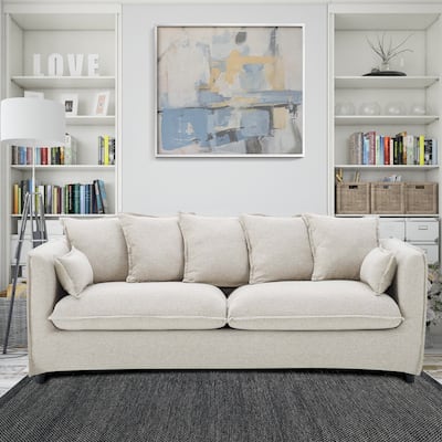 Summit Mid-century Modern Beige Fabric Upholstered Sofa