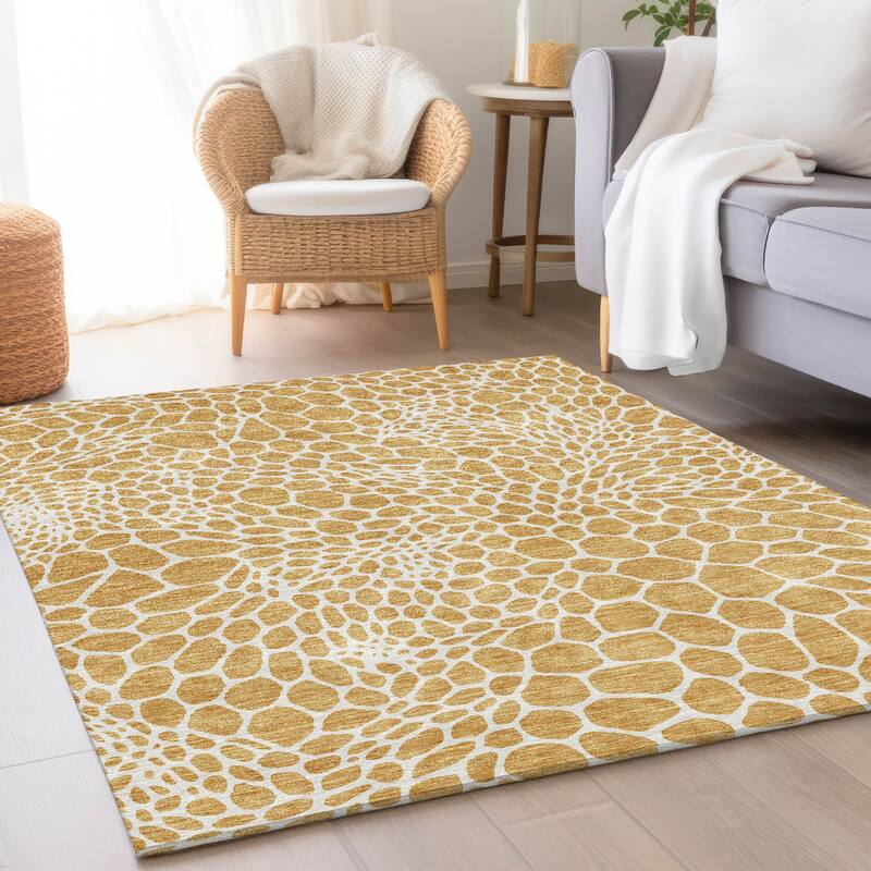 Premium Washable Super Soft Contempory Prints Mayfield Rug - Gold - 9' x 12'
