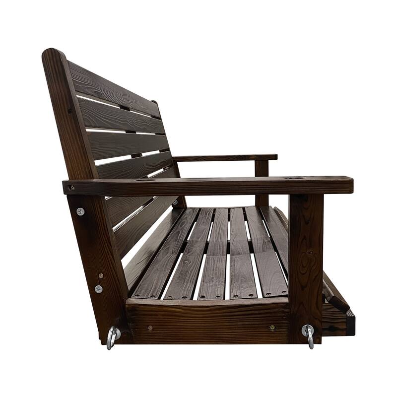 Wooden Porch Swing with Hanging Chains and 7mm Springs Heavy Duty 800 LBS for Outdoor Patio Garden Yard